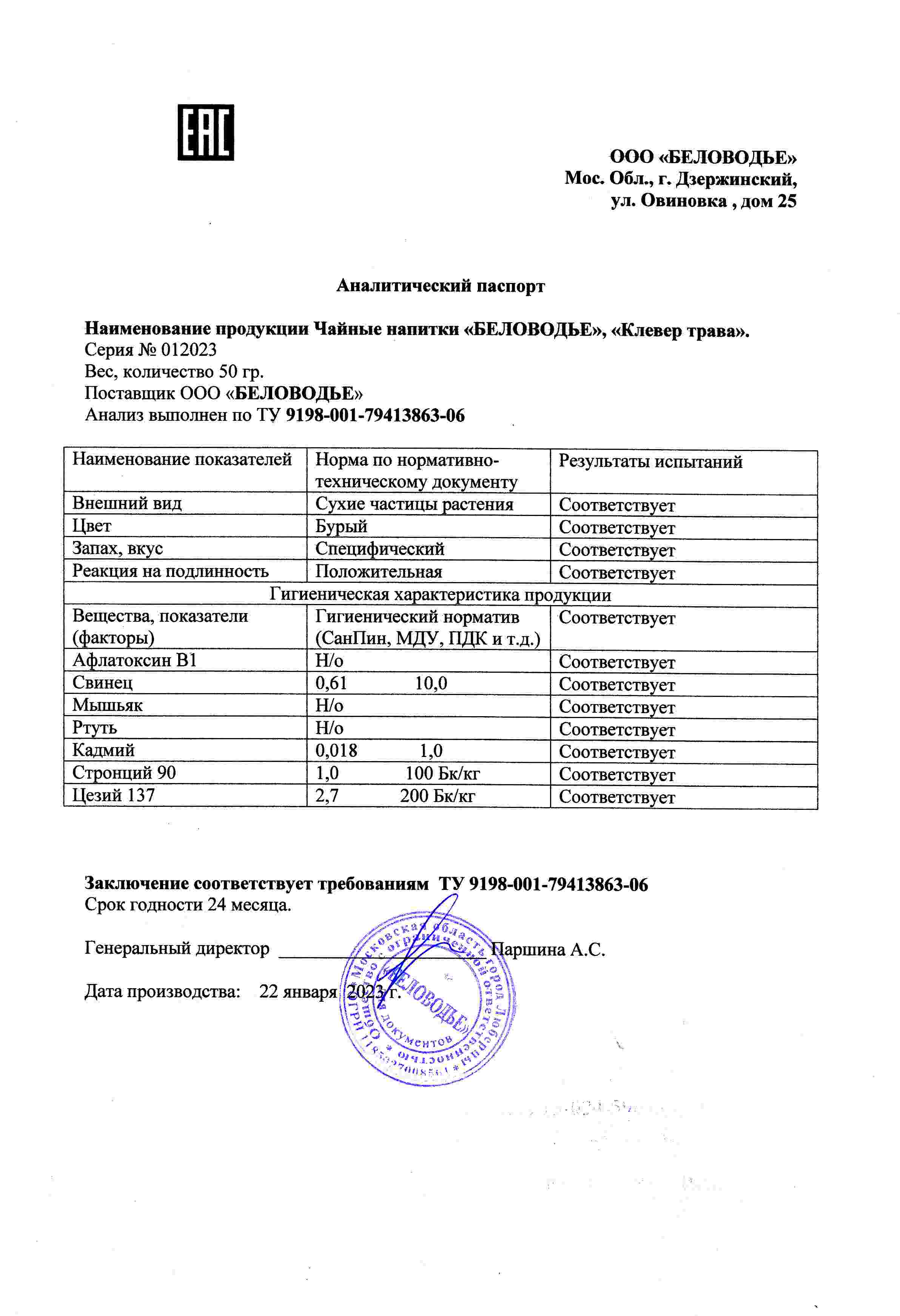 Паспорт №012023